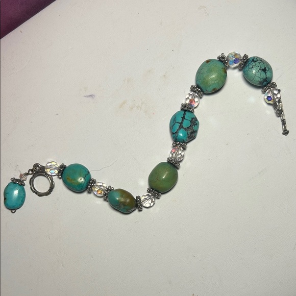 Turquoise Nugget & AB Bracelet - Picture 2 of 11